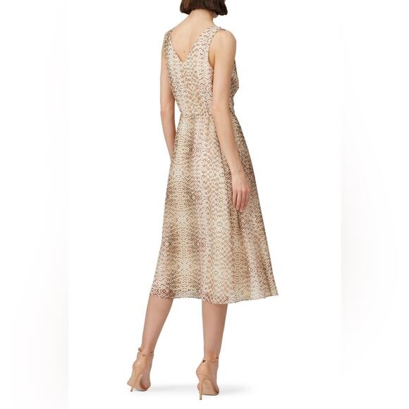 Great Jones Python Ruffle Pleated V Neck Dress in Neutrals Women’s 4 - Picture 8 of 9